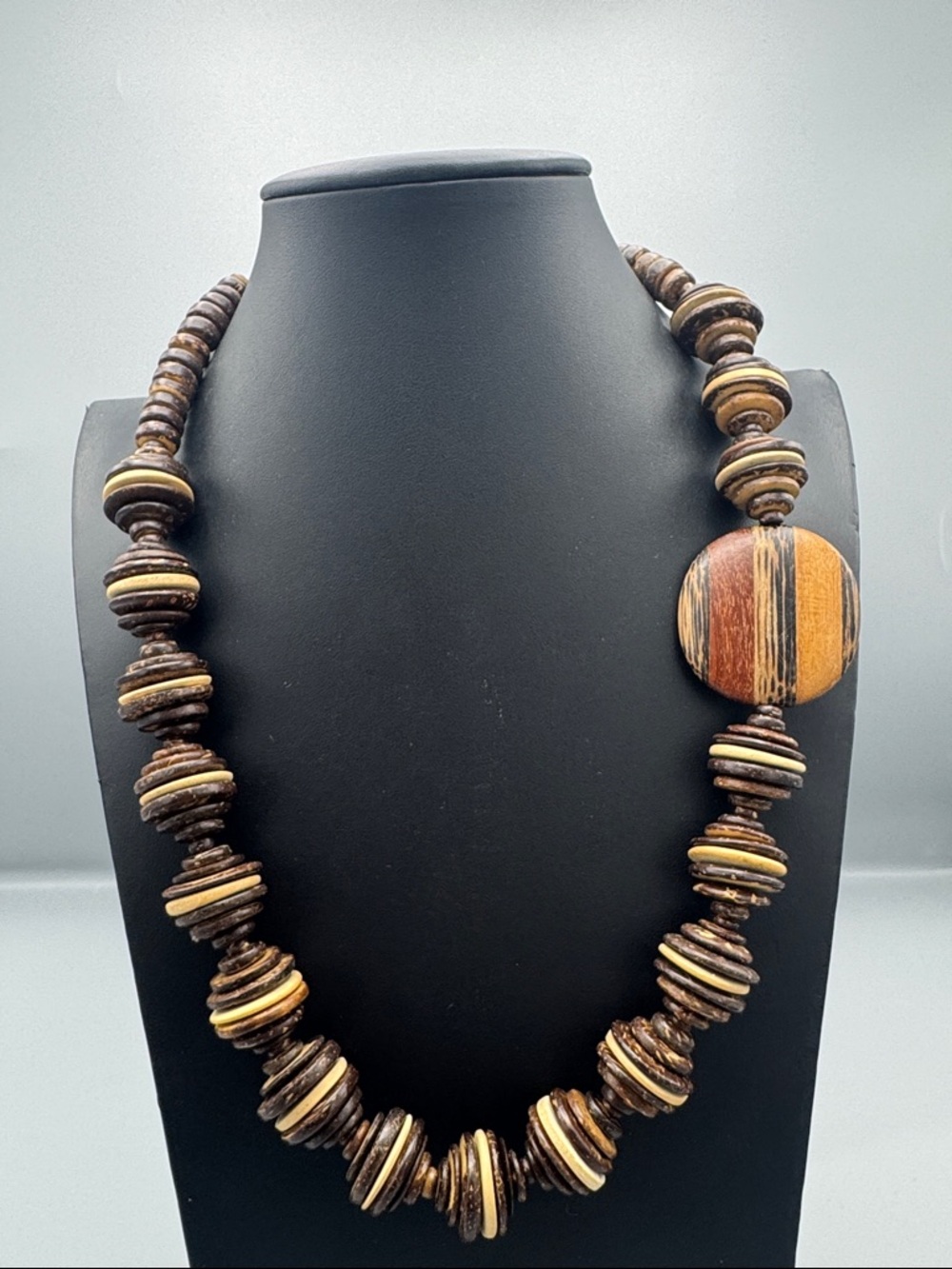 Handcrafted Brown and Tan Bead Necklace